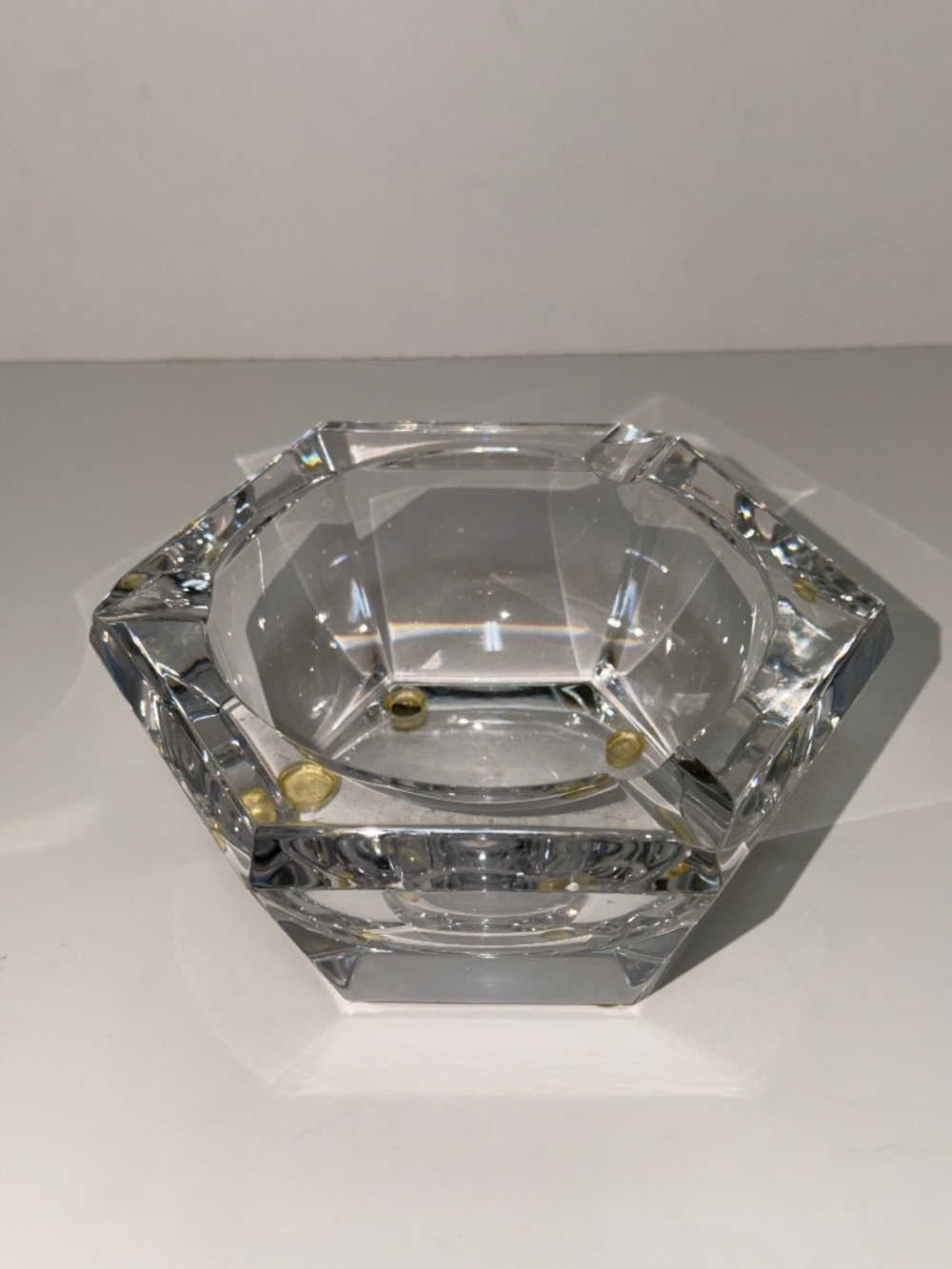 Val Saint Lambert vintage heavy hexagonal crystal ashtray